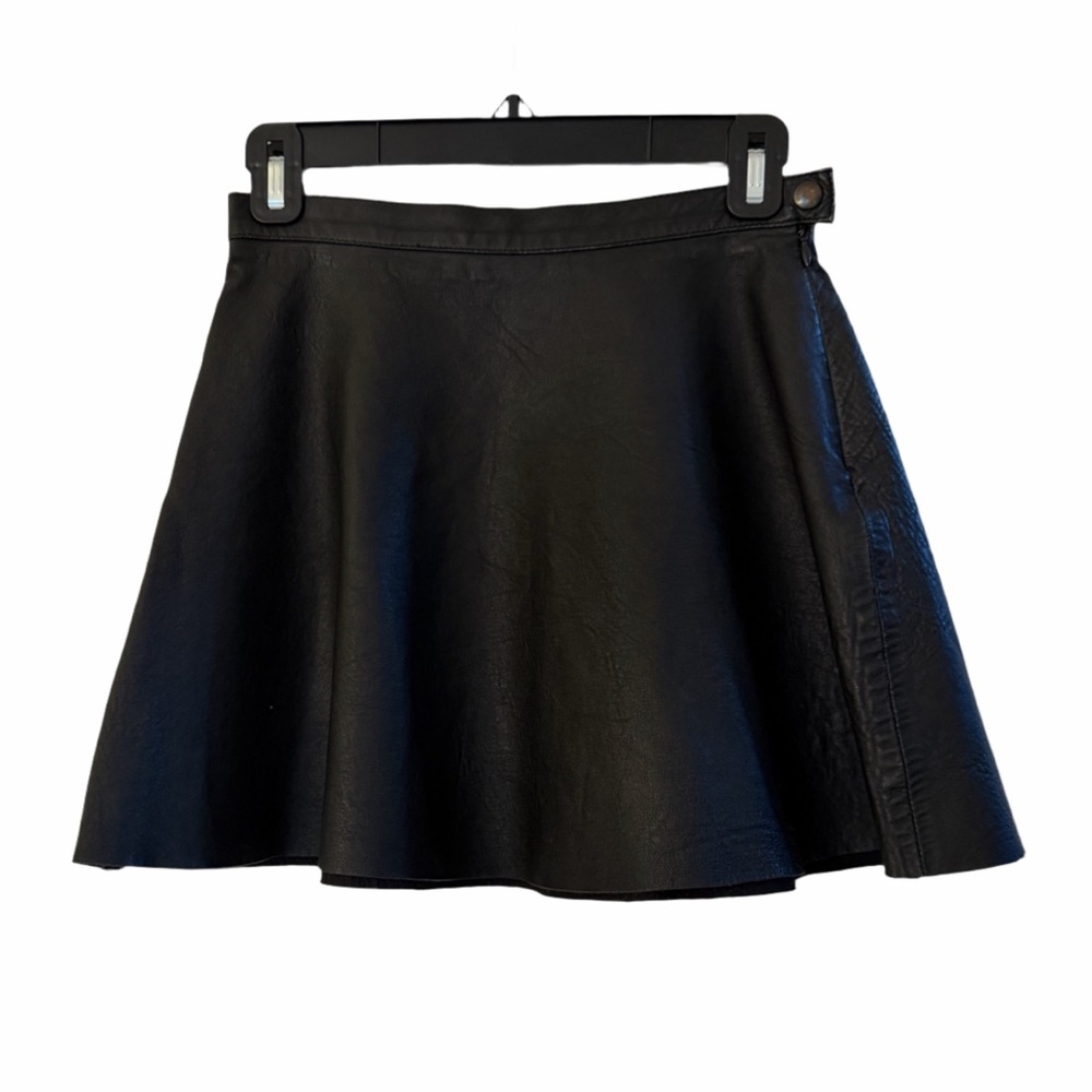 American Apparel Leather Black Skater Skirt